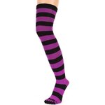 TOETOE Over-Knee Stripy Czarny/Fuchsia