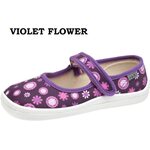 Beda Barefoot de niños canvas ballerina Violet Flower