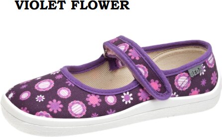 Beda Barefoot kinder canvas ballerina Violet Flower